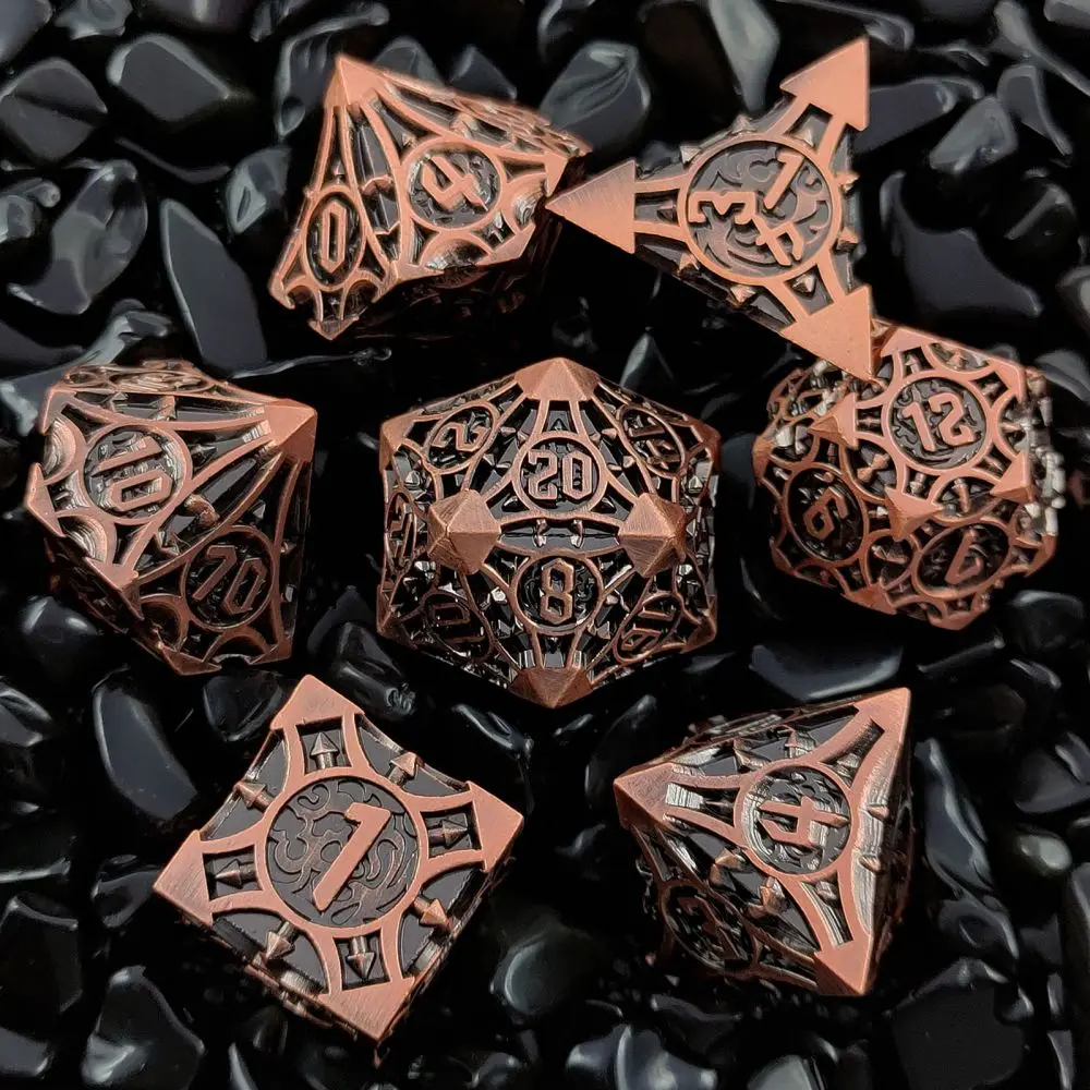 7pcs DND Dice Set Metal Polyhedral Dice for Dungeon and Dragons RPG Pathfinder D&D Dice Role Playing Game D20 D12 D10 D8 D6 D4