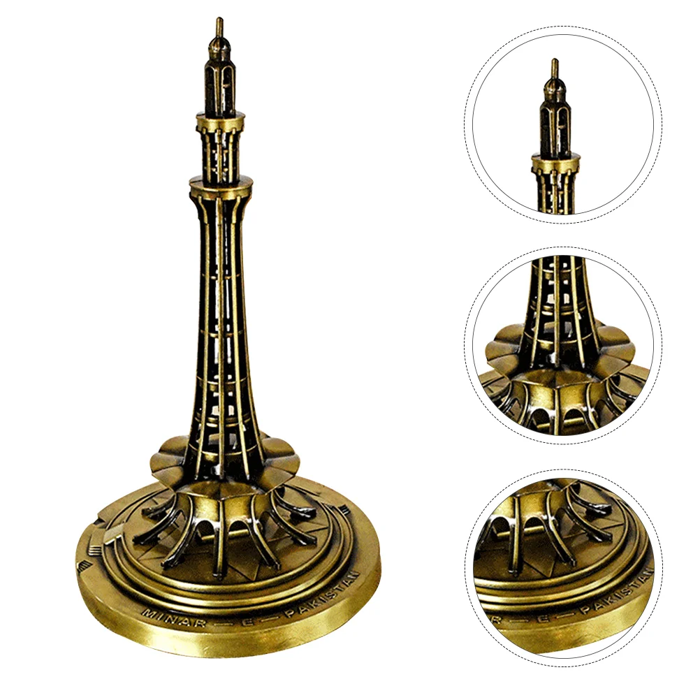 

Tower Pakistanfigurine Model Statue Metal Landscape Micro Souvenir Architecture Ornament Craft City Minar Decorations Sculpture