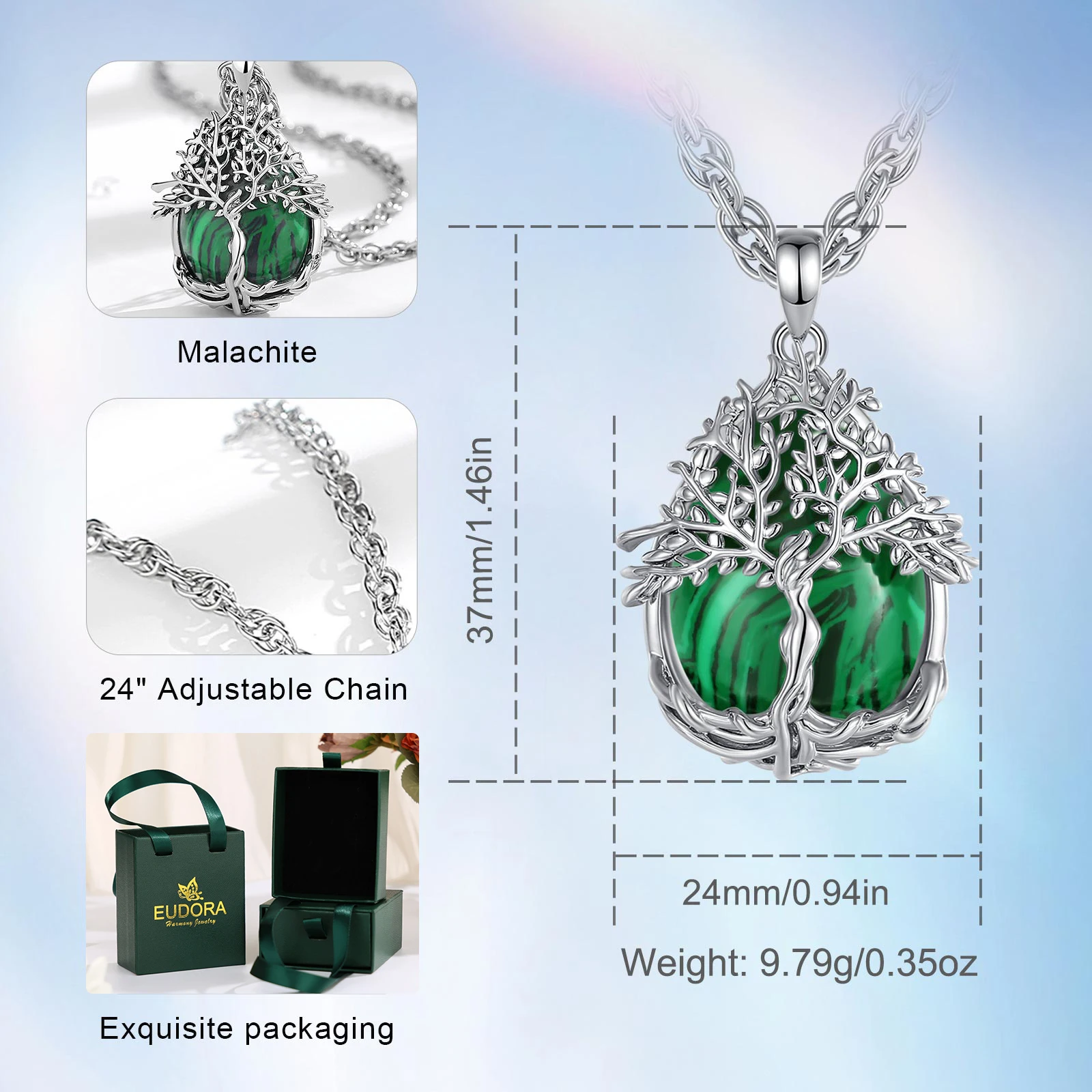 Ожерелье из обсидиана Eudora Древо жизни энергетический целебный камень кристалл