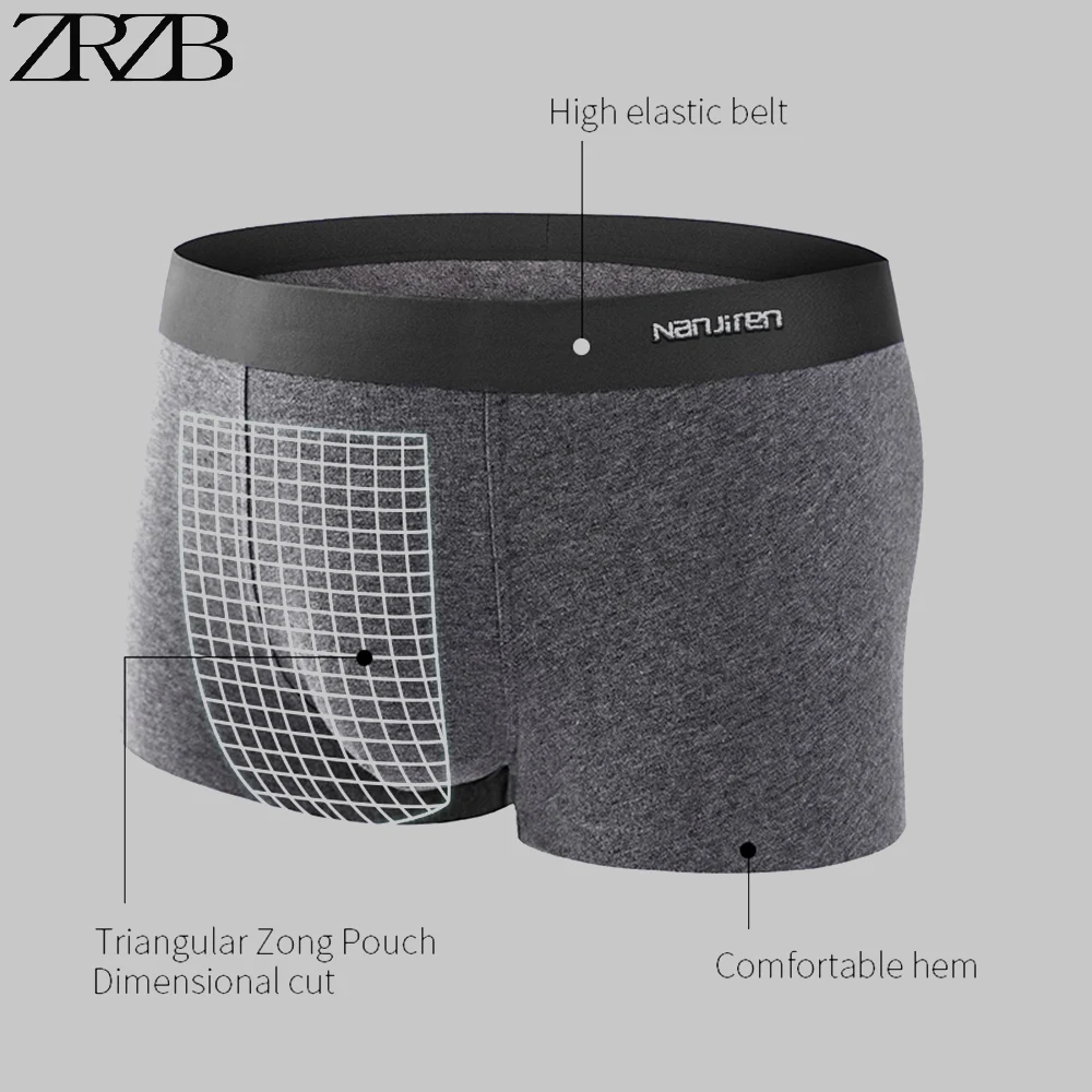 ZRZB Brand Men's Underwear 3D Pouch Underpants Pure Cotton Men Boxer Shorts Moisture Absorbent Elastic Male Panties Lager Size