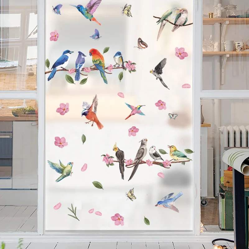 

Hummingbirds Decal Wall Paper Windows Stickers Thin Static Clings Window Decals For Bird Strikes Colorful Glass Decor Home Decor