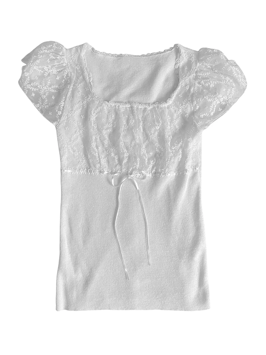 

Retro Chic Women s Square Neck Backless Crop Top with Short Sleeves - Slim Fit Tee Shirt for Y2K Grunge Style and Going Out