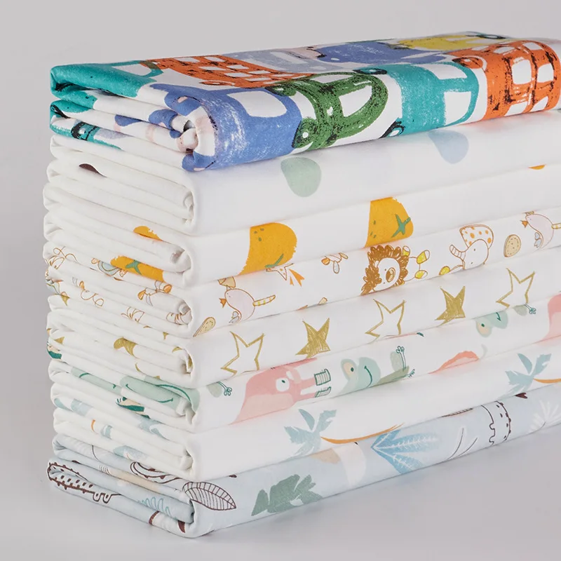 

Cartoon Style Printed 100% Cotton Knitted Fabric for DIY Sewing Baby Clothes Patchwork Supplies Sheets Home Textile By The Meter