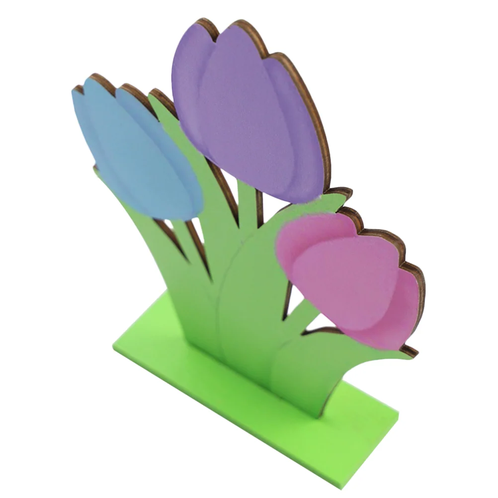 

Easter Adornments Creative Wood Tulip Decors Easter Wooden Craft Easter Ornament for Desktop Gift Home