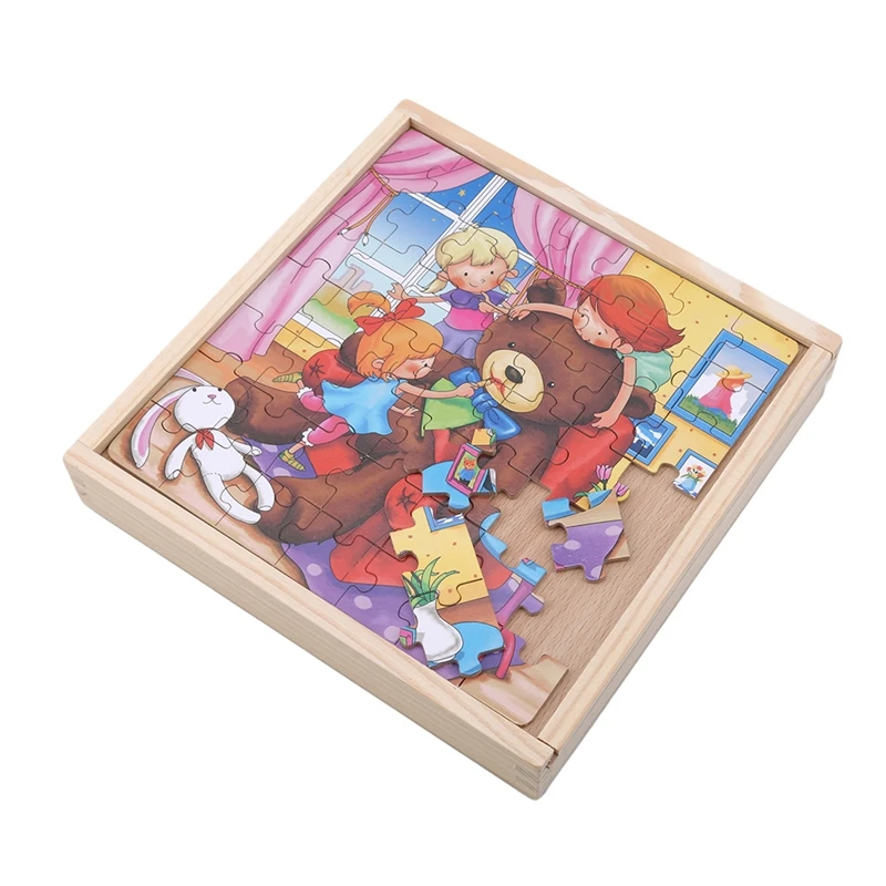 

Baby Toys Bear Wooden Puzzles For Kids Dinosaur Jigsaw Box Educational Toys