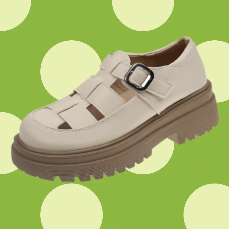 

2023 Women's Shoes New Hollow Thick Bottom Black Small Leather Shoes Summer with Casual Roman Ladies Sandals Zapatos De Mujer