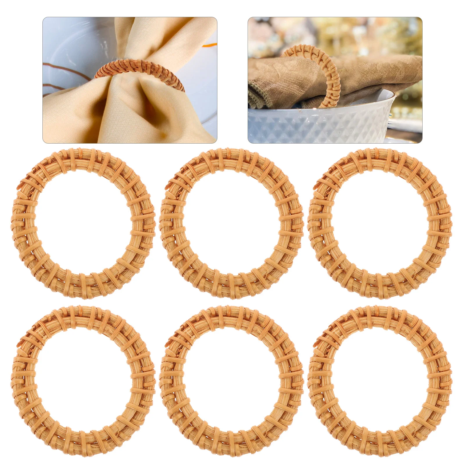 

6 Pcs Napkin Holders For Wedding Ornament Rattan Rings Serviette Table Buckle Woven Decor Wood Set