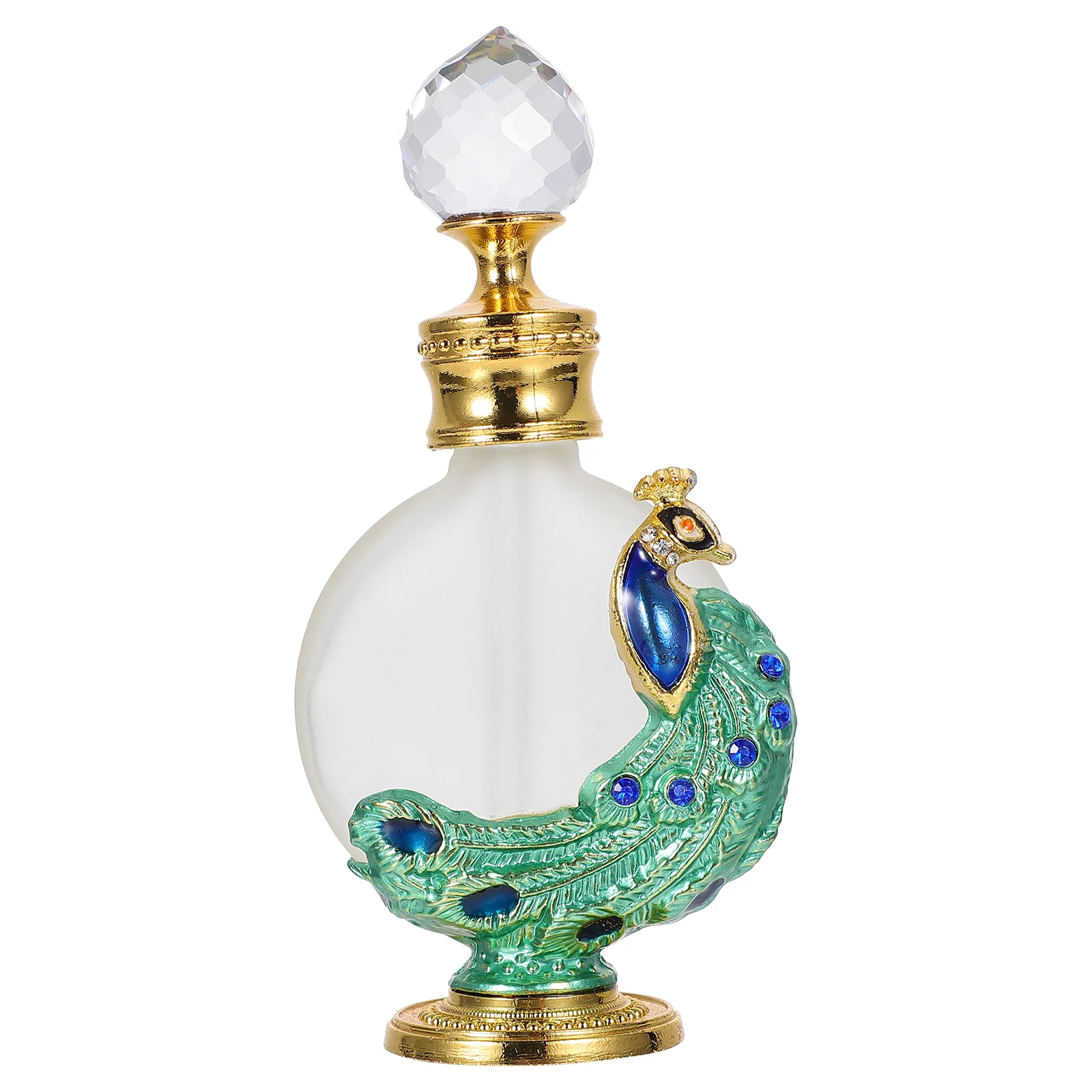 

Peacock Essential Oil Bottle Liquid Holder Travel Containers Perfume Dropper Glass Empty Women's