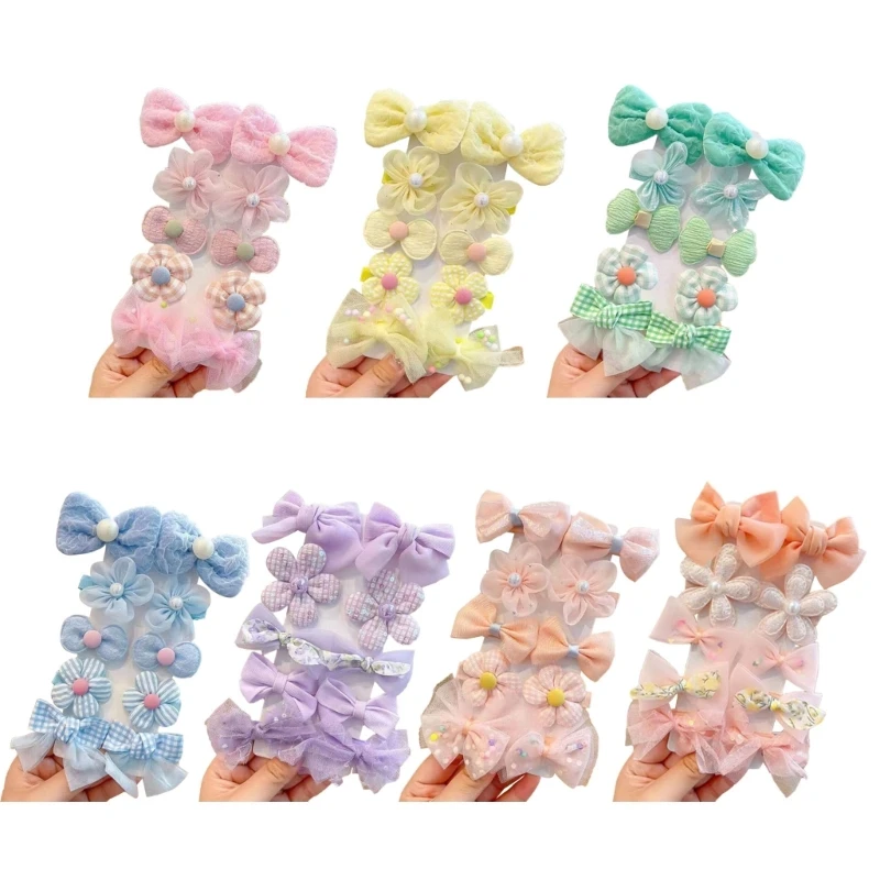 

10PCS Lovely Hairpins Set Non-Slip Girls Cloth Hair Barrettes Hair Accessories N1HB