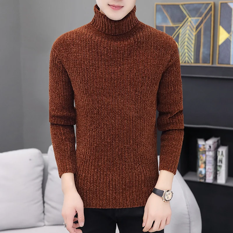 

Men's Turtleneck Sweater Autumn Winter Men's Rollneck Warm Knitted Sweater