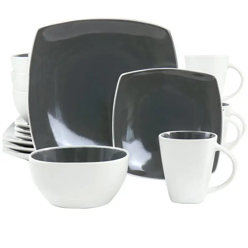 

16 Piece Stoneware Dinnerware Set in Gray