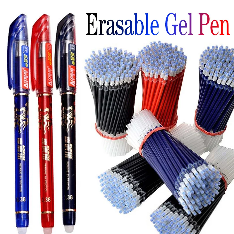 

30 Pcs/set Cute Erasable Gel Pen Ballpoint Pens Rod 0.5mm Refills Blue/Black Ink Washable Handle School Writing Supplies