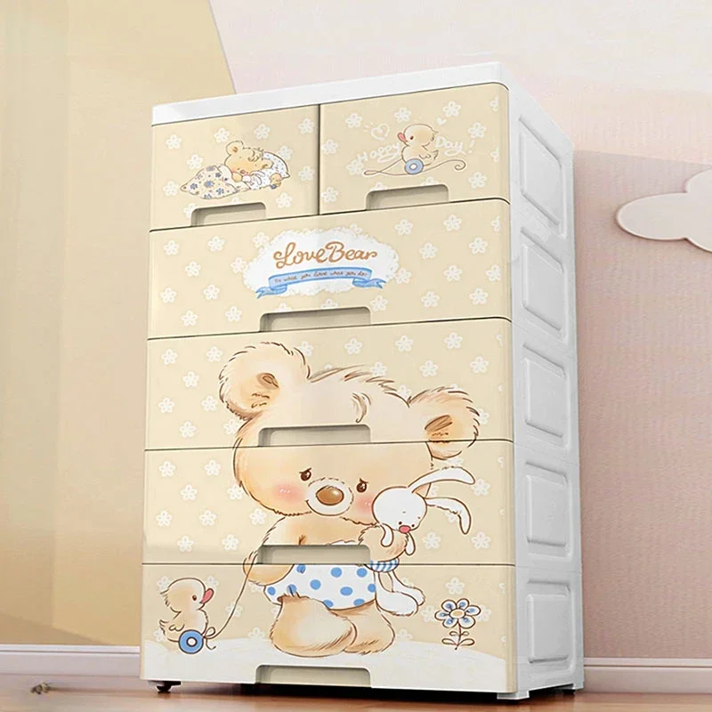 Большой ящик для хранения с мультяшным рисунком, стильный пластиковый ...