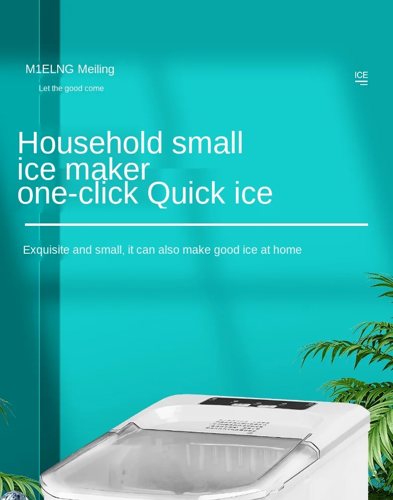 Meiling-máquina de hielo para el hogar, Mini cubo de hielo automático de escritorio, tienda comercial de té con leche, 10kg enlarge