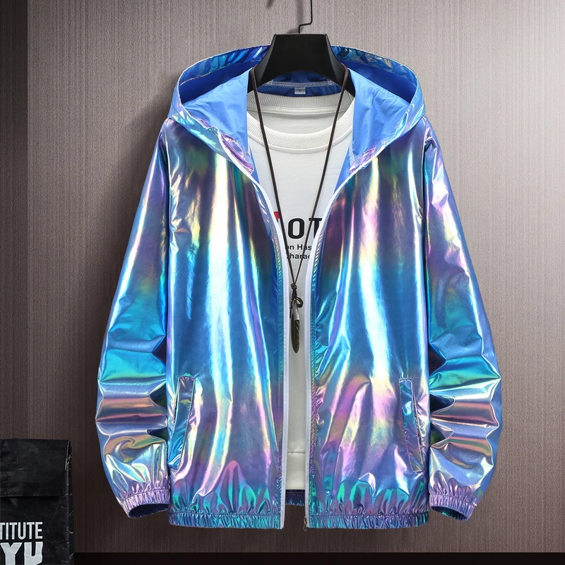 

2021 Summer Colorful Shiny Sunscreen Clothing for Men and Women Couples Thin Breathable Color Thin Jacket Trend Large Size