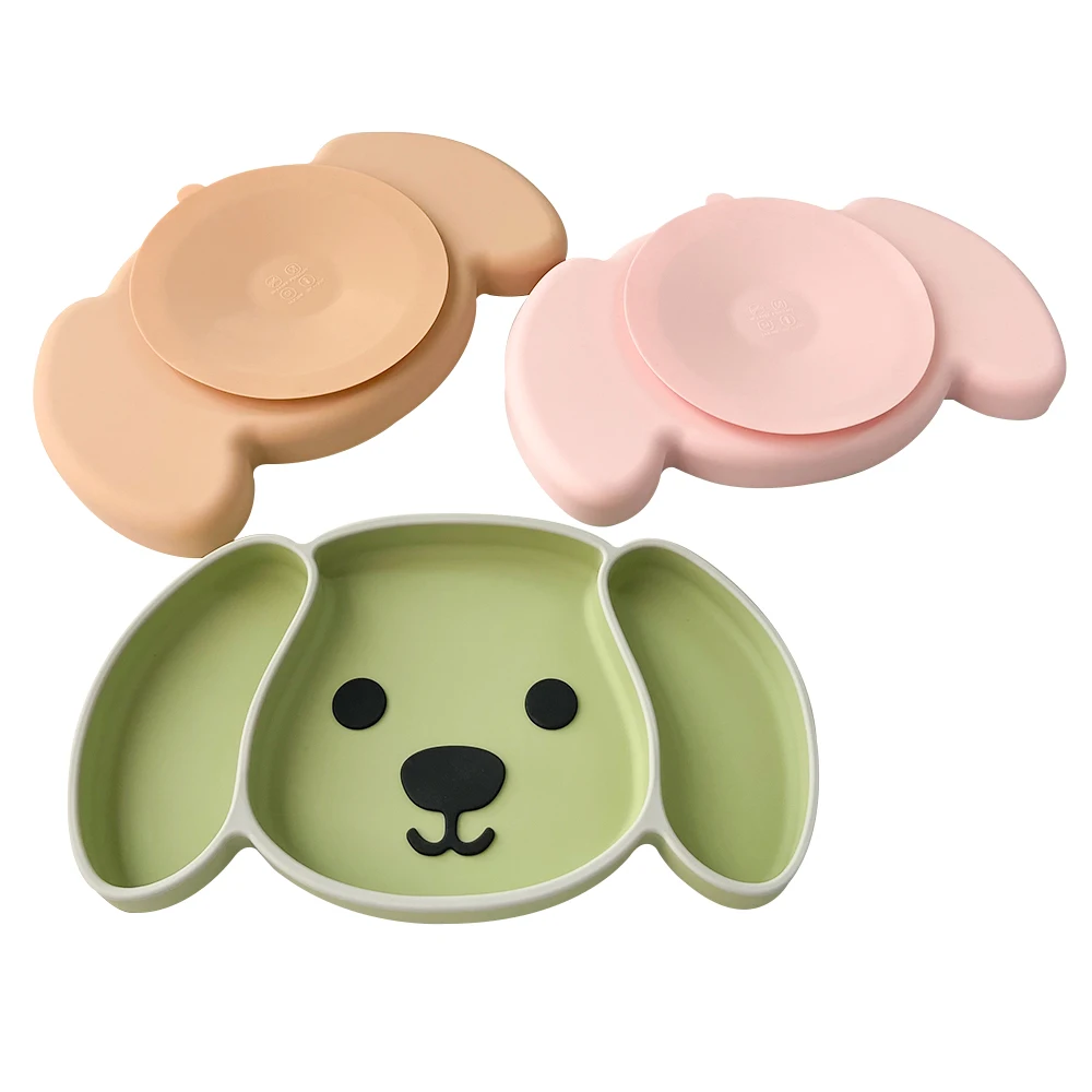 Baby Bowl Plate Silicone Suction Food Tableware BPA Free Non-Slip Baby Dishes Dog Shape Food Feeding Plate for Kids Toddlers enlarge