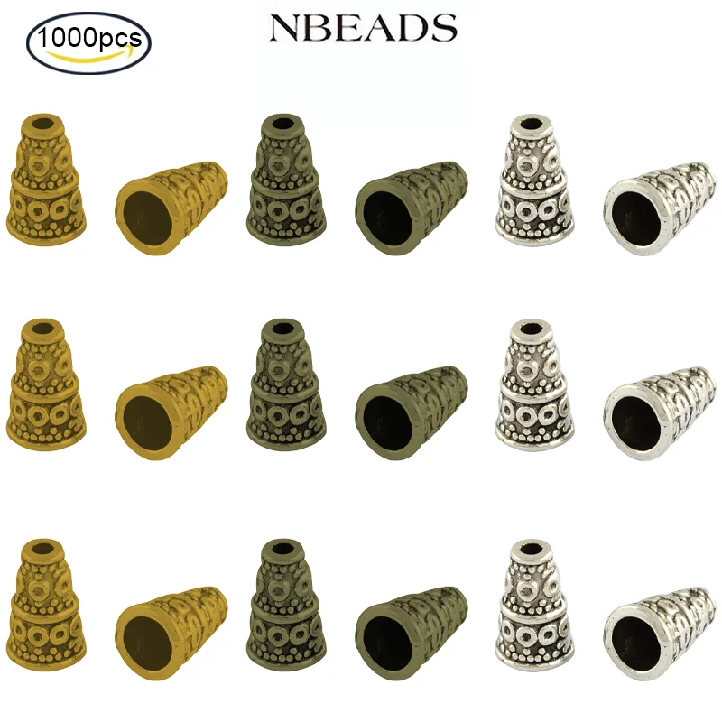 

Apetalous Alloy Bead Cone Tibetan Style Cadmium Free Nickel Free Lead Free 10x7mm Hole: 1.5-4mm, about 1315pcs/1000g
