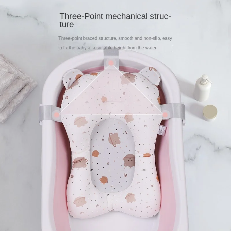 

Cartoon Newborn Bathtub Support Mat Baby Shower Pillow Bath Tub Pad Foldable Non-Slip Safety Nursing Comfort Body Cushion Mat