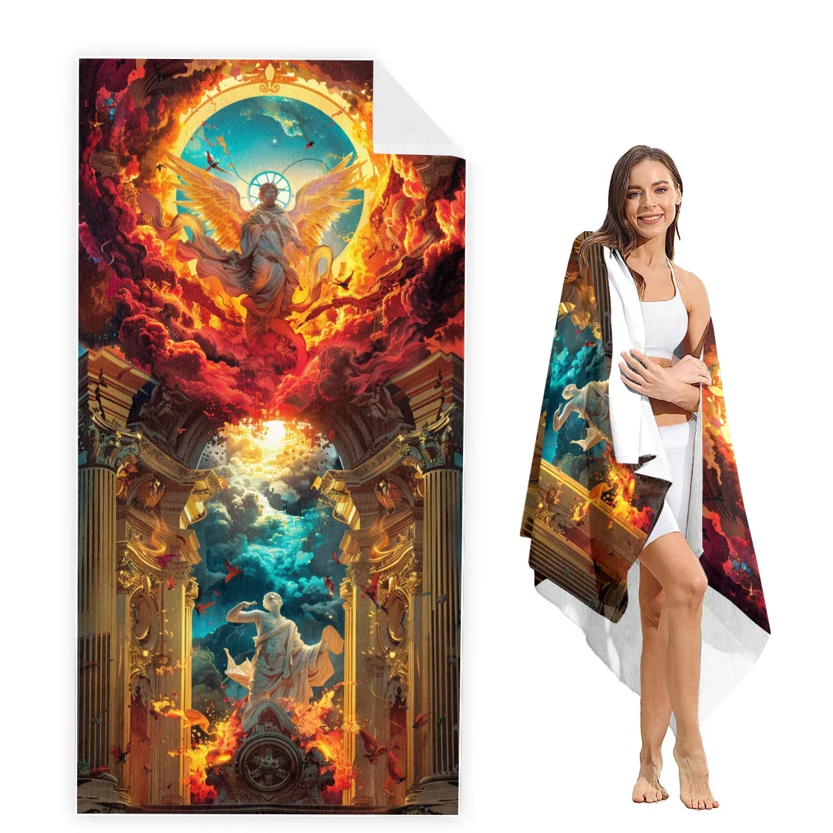 Большое пляжное полотенце Angel толстое из микрофибры очень Впитывающее без песка