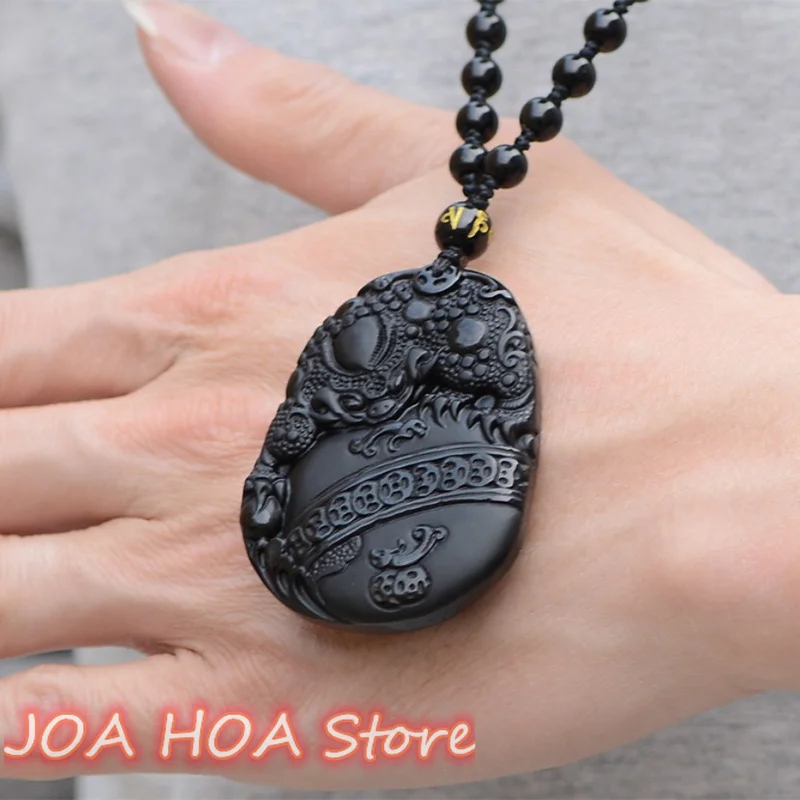 

Top Selling Natural Black Obsidian Pixiu Money Necklace Pendant Lucky Amulet Jade Boutique Neck-Hewelry Fine Jewelry