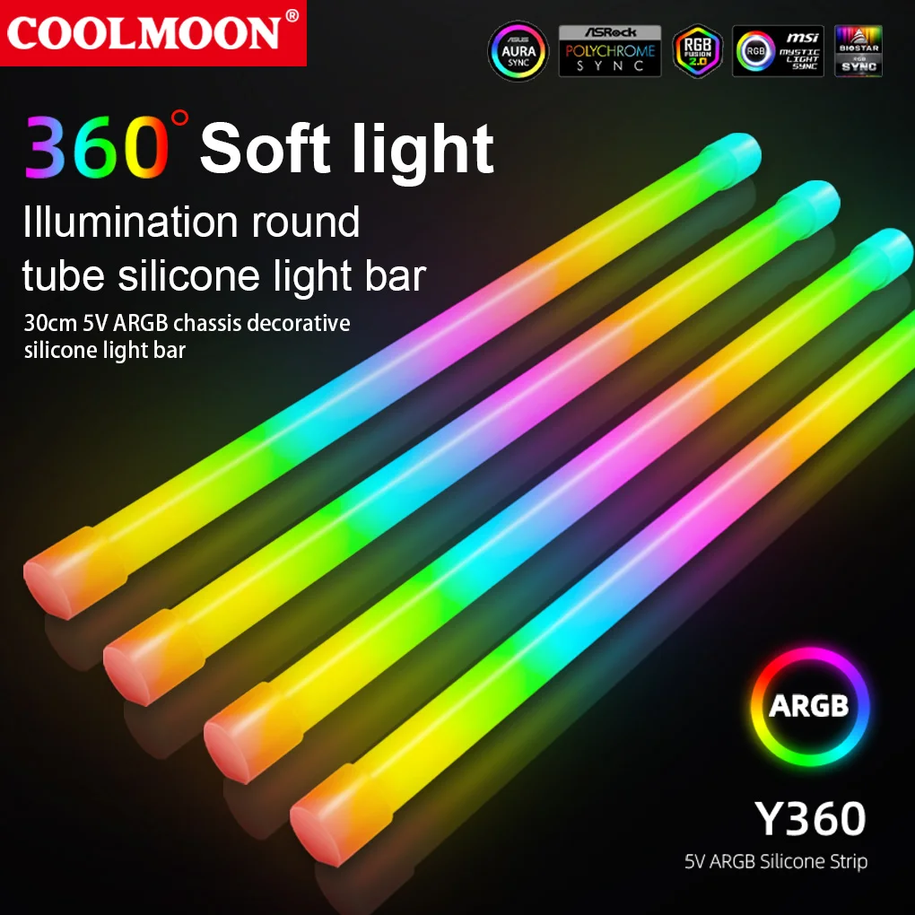 

Coolmoon Computer Chassis Multiports Light Strip Motherboard RGB Multicolor High Bright LED Atmosphere Lamp with Cable