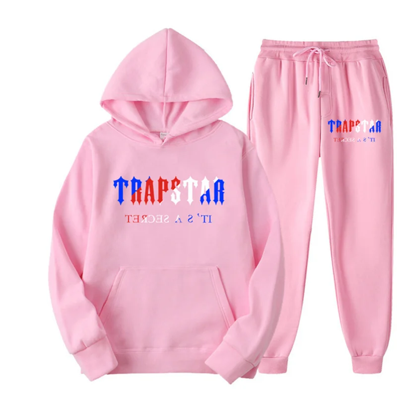 New sports TRAPSTAR Brand Printed Sportswear Men 16 colorsg male and female warm two Hoodie Sweatshirt + Pants Set Hoodie joggin