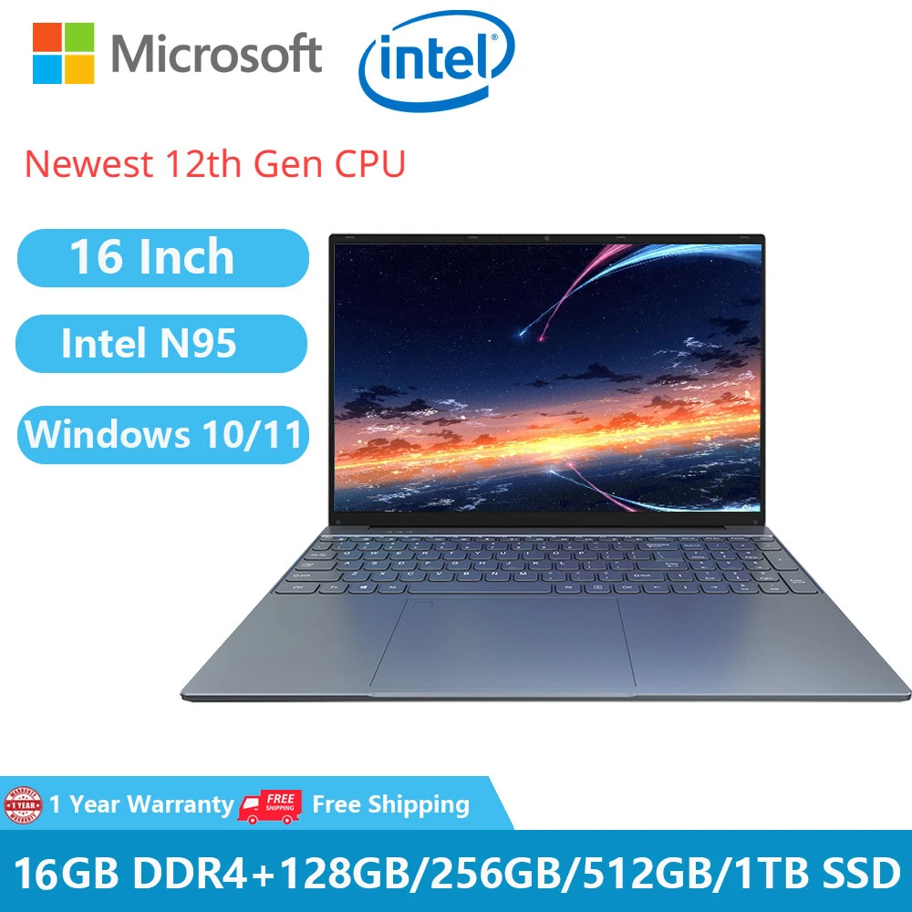 2023 Игровые ноутбуки Windows 11 компьютер Φ нетбук 16 дюймов 12-го поколения Intel Alder N95 16 ГБ DDR5 1 ТБ M.2 WiFi камера