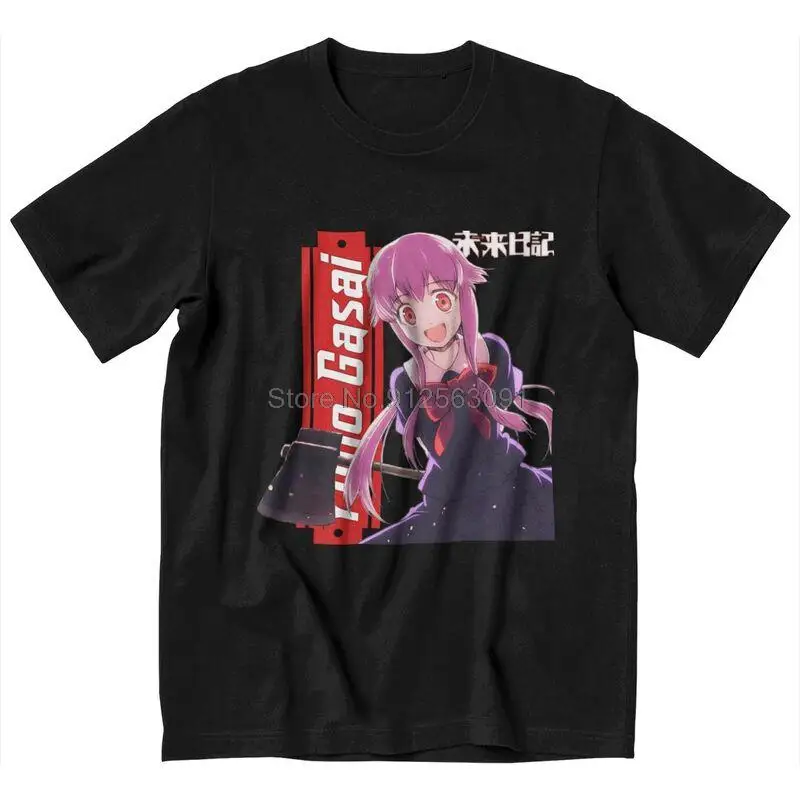 

Mirai Nikki The Brutal Yuno Gasai Tshirt Men Streetwear Tee Tops Cotton T Shirt Short Sleeve Manga Future Diary T-shirt Gift