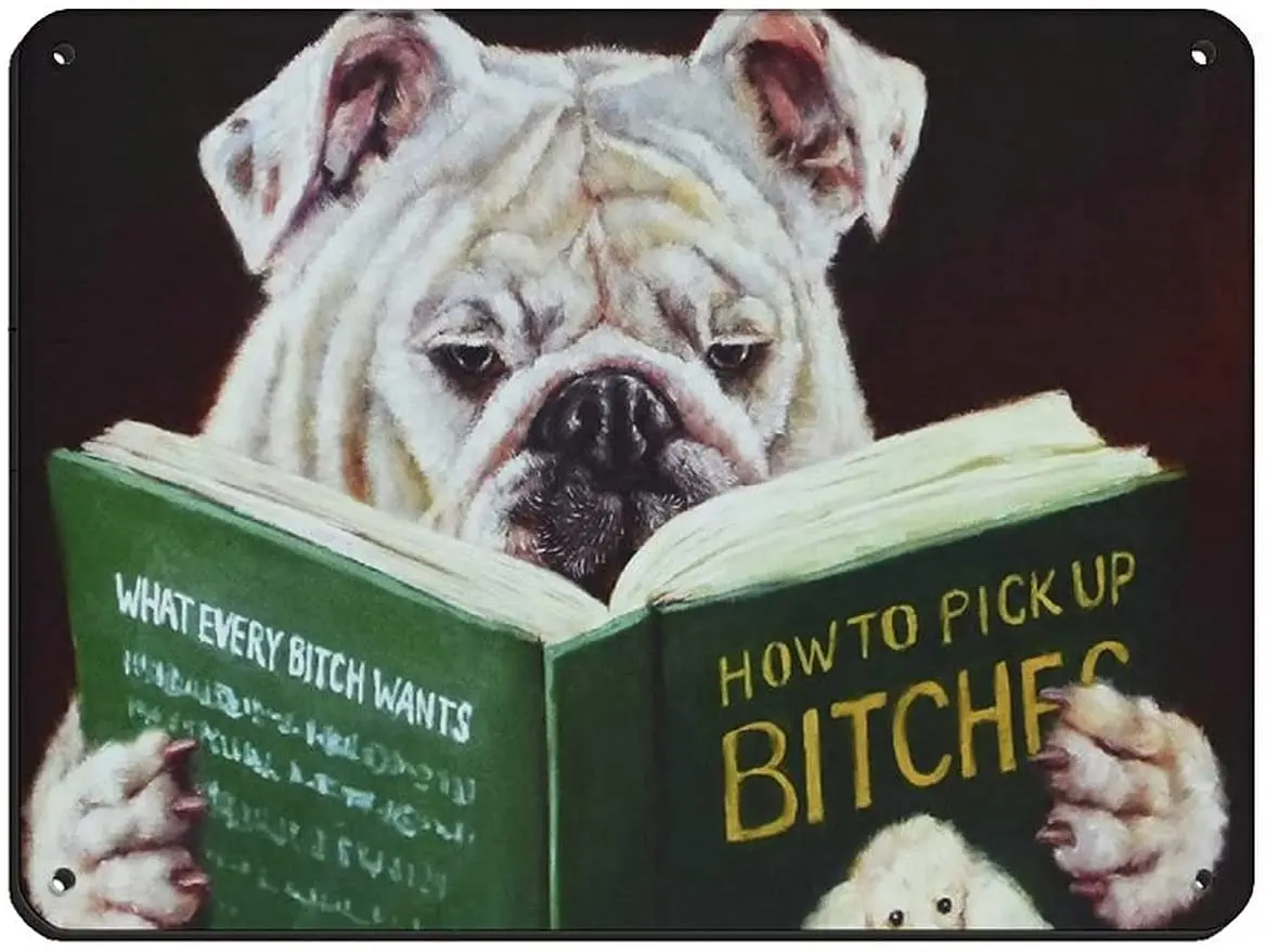 

Dog Sign Retro Metal Tin Sign Decorative How To Pick Up Bitches for Home Living Room Decoration