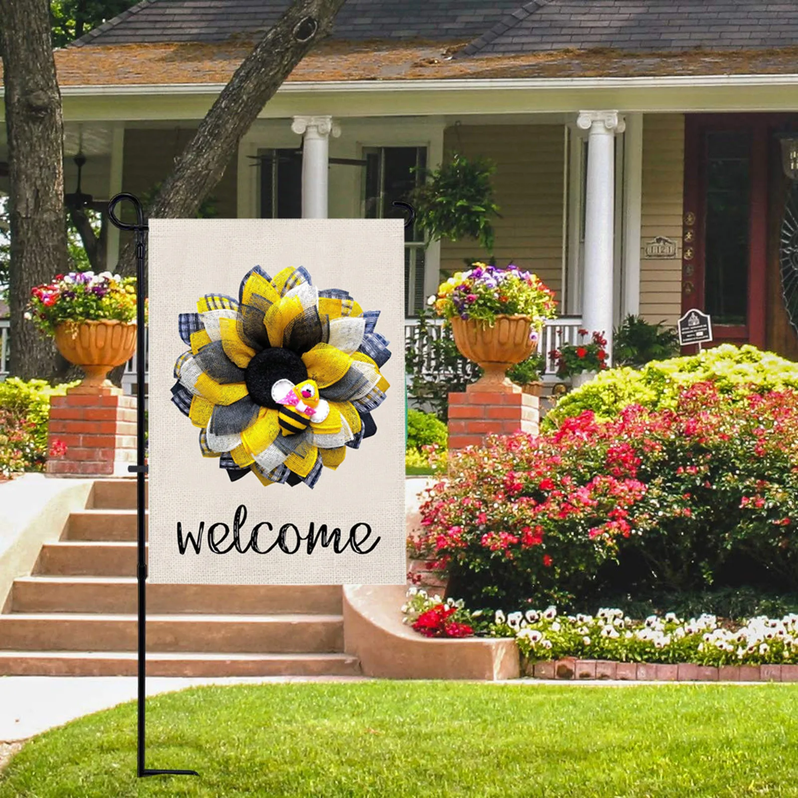 

Флаг для крыльца, держатель для двора, уличные садовые флаги, Подсолнух, весенний приветственный флаг, американские флаги для улицы 3x5 с шест...