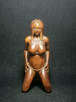 yizhu cultuer art chinese boxwood hand carved sexy girl figure statue table deco decoration gift collectable h 4 0 inch