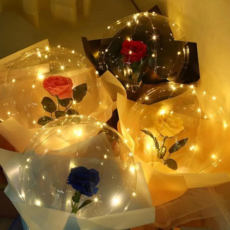 

LED Light DIY Rose Flower Ballon Stick For Valentine's Day Party Decoration Wedding Decor Balloons T5D1