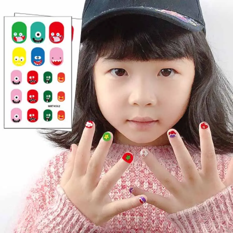 

Beauty Multi Pattern Cute Cartoon Monsters Children Nail Sticker Adhesive DIY Nail Decals Art Tattoo Stickers Toy For Kids