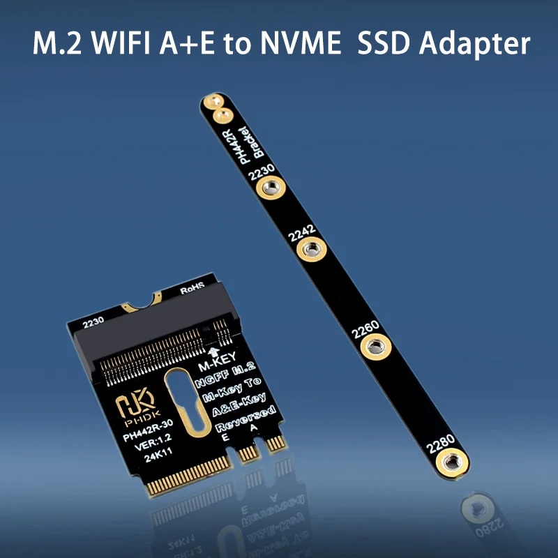 Адаптер M.2 A+E к NVME SSD Интерфейс M2 WIFI A/E Key M PCIE 4.0 Riser Card с кронштейном для 2230 2242 2260 2280