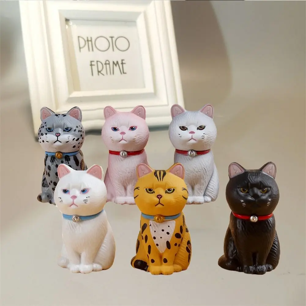 Статуя из ПВХ имитация кошки модель куклы маленький колокольчик черный кот