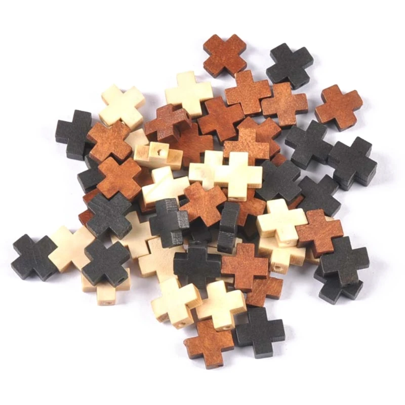 

50 Pcs Wood Pendants with Hole Blessing Charm Spacer Beads Pendants 066C