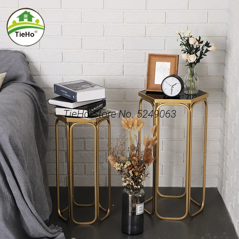 

American Bedside Table Metal Coffee Table Living Room Porch Tabletop Flower Stand Wrought Iron Rack Modern Small Corner Table