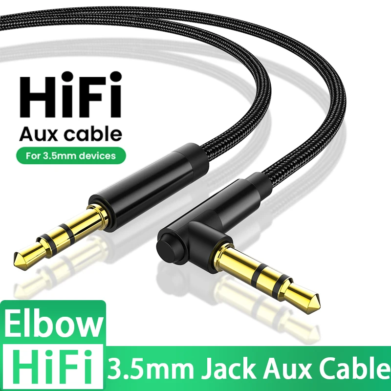 Elbow Male To Straight Male Aux Hifi Cable For Samsung S20 C