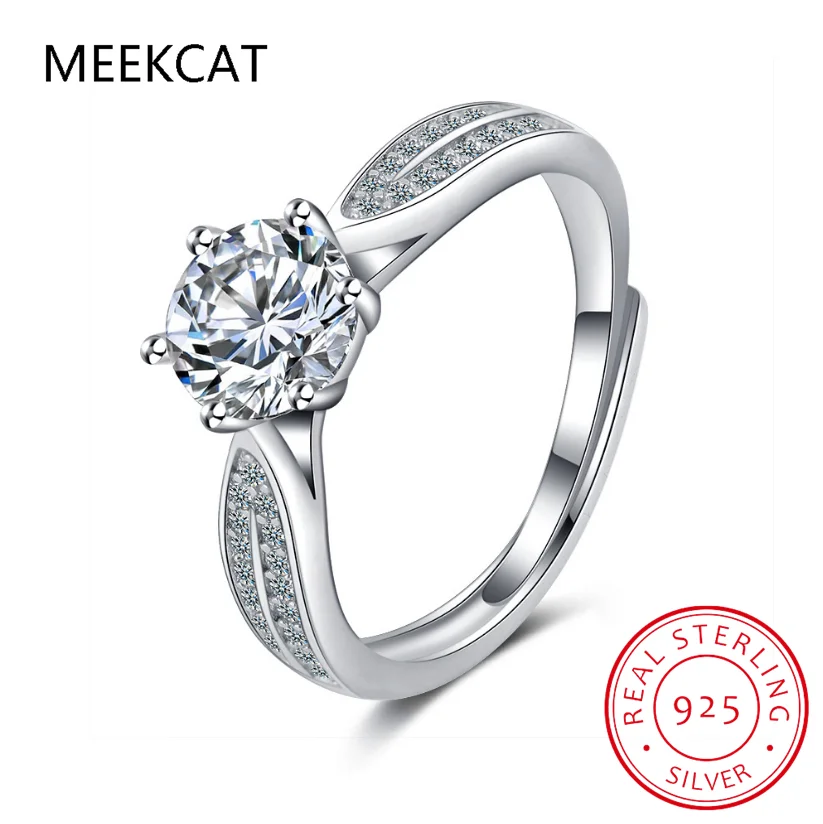 Натуральное серебро 925 пробы простое милое нежное ослепительное кольцо на палец