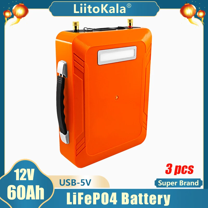 

3 шт. LiitoKala 12 в 60 ач LiFePo4 литий-железо-фосфатный аккумулятор с BMS для автомобильной платы аккумулятор долгий срок службы глубокие циклы солнеч...