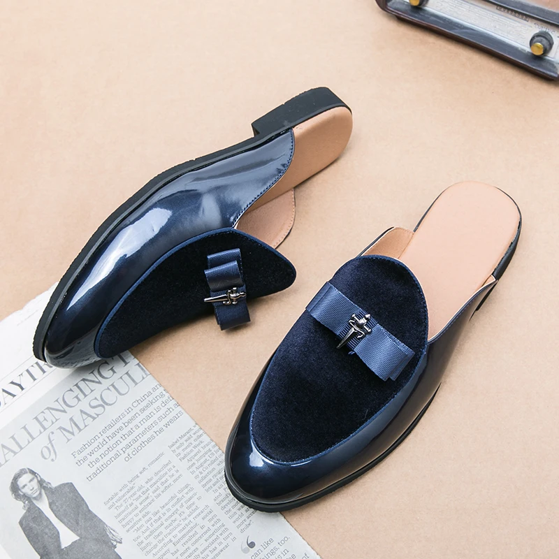 Men's Loafers Sandals Loafers Genuine Leather Designer Black Half Shoes For Men Mules Slides Slippers Casual Male Fashion Shoe