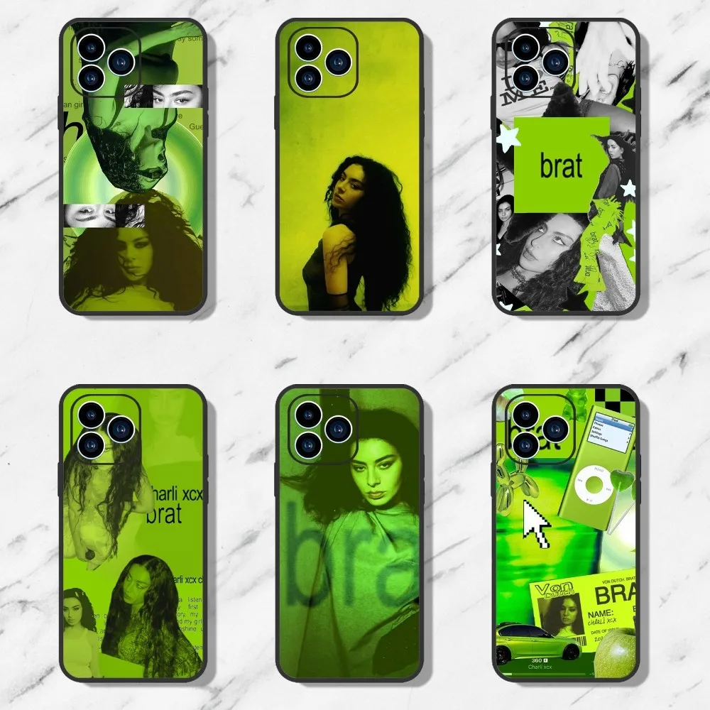 C-Charli X-XCX BRAT чехол для телефона iPhone 11 12 13 14 15 Mini Pro Max Plus 8 xr xs черный