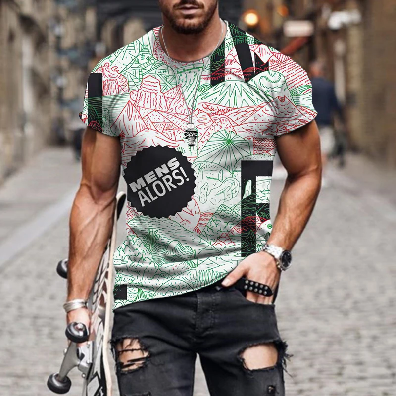 

Tide Brand Men's Oversized T-shirt Summer Loose Casual Handsome O-neck Short-sleeved Shirt