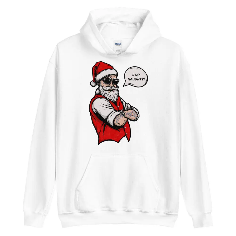 

Stay Naughty Santa Claus with Sunglasses Hoodie Christmas Holiday Sweatshirts