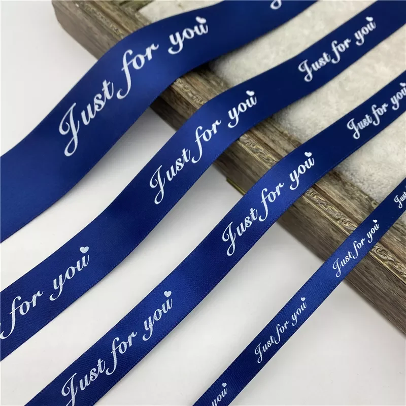 

Printed "Just For You" Design Polyester Ribbon Romantic Gift Packaging Belt For Wedding Christmas Decoration