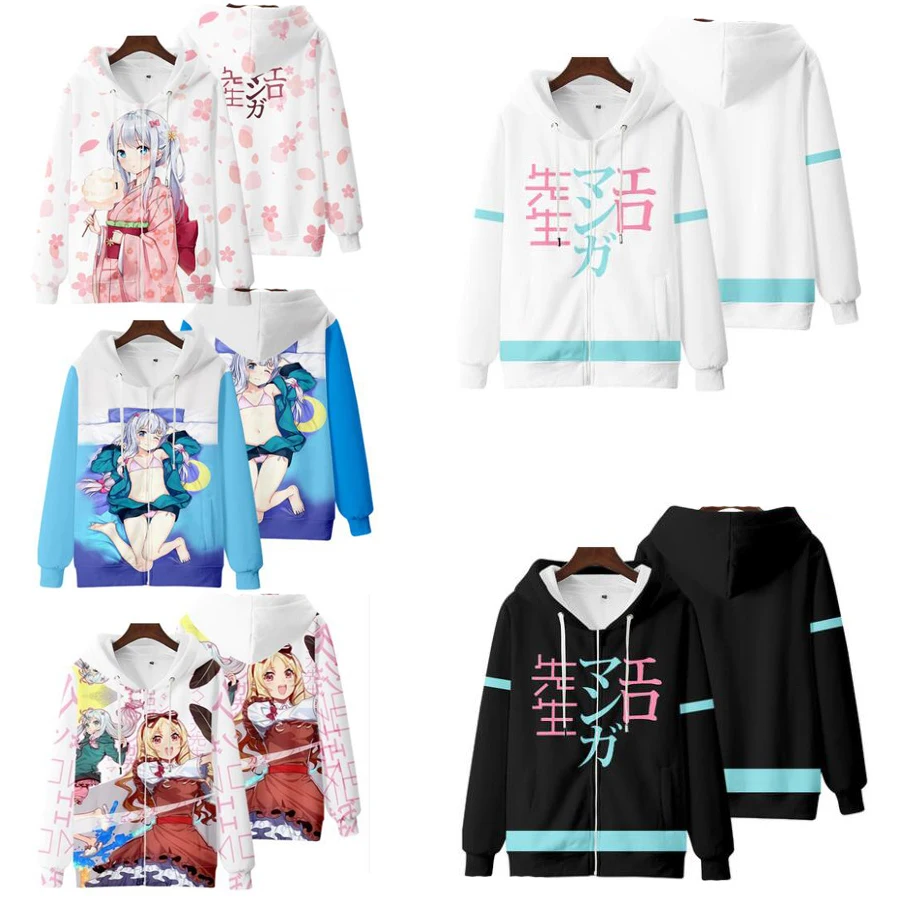 

3D Print Japan Anime Eromanga Sensei Zipper Women/Men Hoodie Sweatshirt Sagiri Izumi Cosplay Zipper Hooded Jacket Male Tracksuit