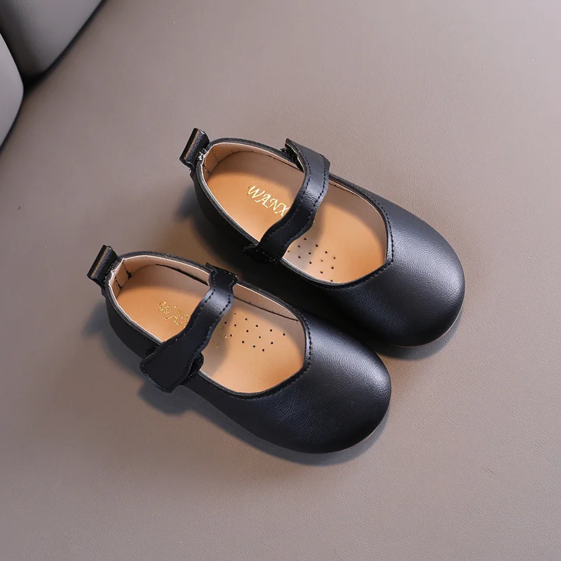 Girls Shoes Basic Mary Janes Kids Flats Baby Toddlers Anti-Slippery Casual For Child Leather Black White |