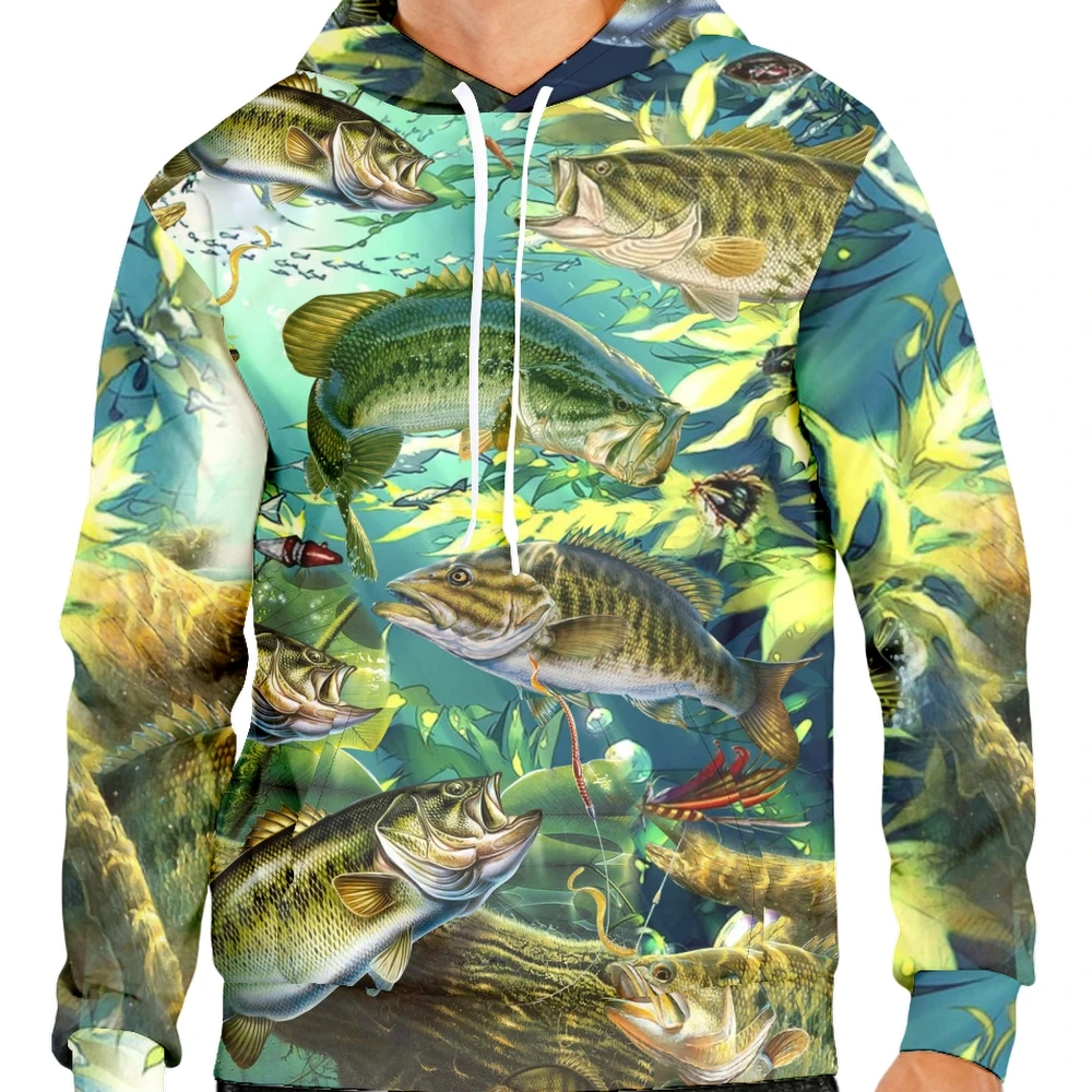 

New Fishing Hoodies Fish Theme Print Hawaiian Pullover Tracksuit for Men Women Children Creative Sweatshirt Casual Tops