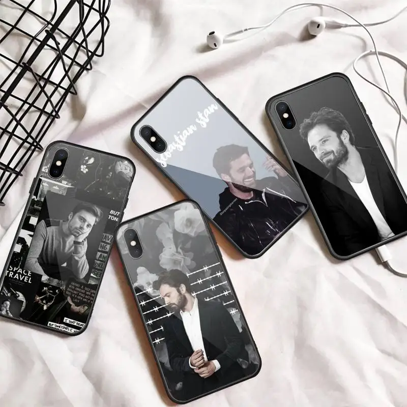 

Sebastian Stan Collage actor Phone Case Tempered glass For iphone 11 12 13 PRO MAX mini 6 7 8 plus X XS XR