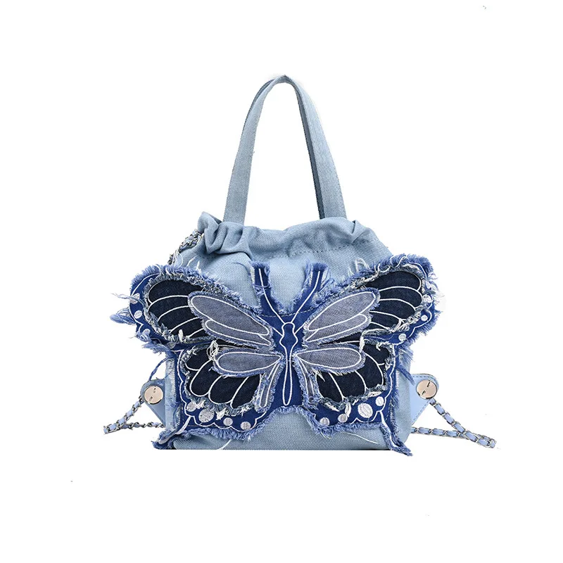 Internet Celebrity Commuter Women's Small Back 23 New Niche Personality Embroidered Backpack Trend Drawstring Bucket Bag